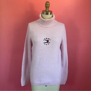 *NWT* Tommy Jeans Preppy Academia Cozy BarbieCore Pink Logo Turtle Neck Sweater
